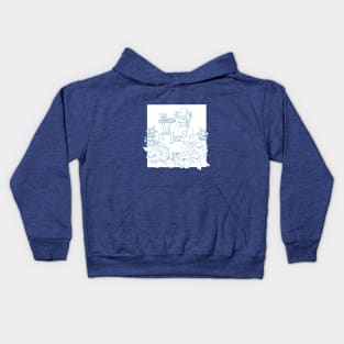 Fox Enjoying Tea Time in a Flower Garden Kids Hoodie